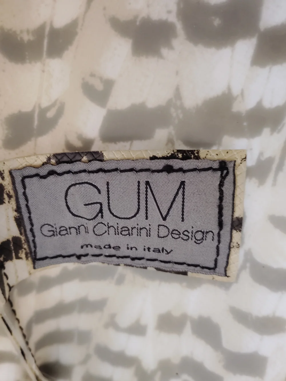 GUM GIANNI CHIARINI Textured Cream and Black Patterned Print Satchel